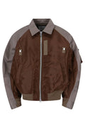 SACAI TWILL COLLARED ZIP-UP BLOUSON BROWN