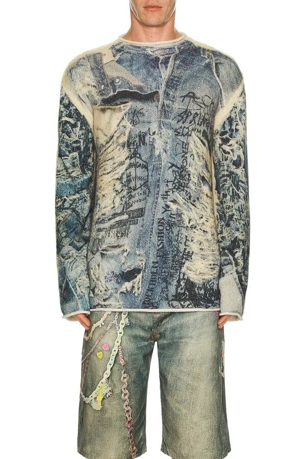 ACNE STUDIOS KARVIAN TROMPE L'OEIL SWEATER BLUE