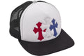 CHROME HEARTS CEMETERY LEATHER TRUCKER HAT RED WHITE BLUE