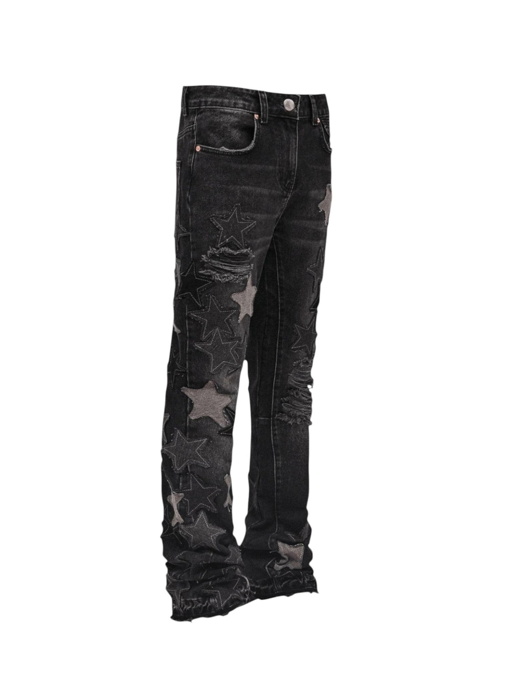 REPUTATION STARS FLARED DENIM PANTS BLACK