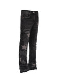 REPUTATION STARS FLARED DENIM PANTS BLACK