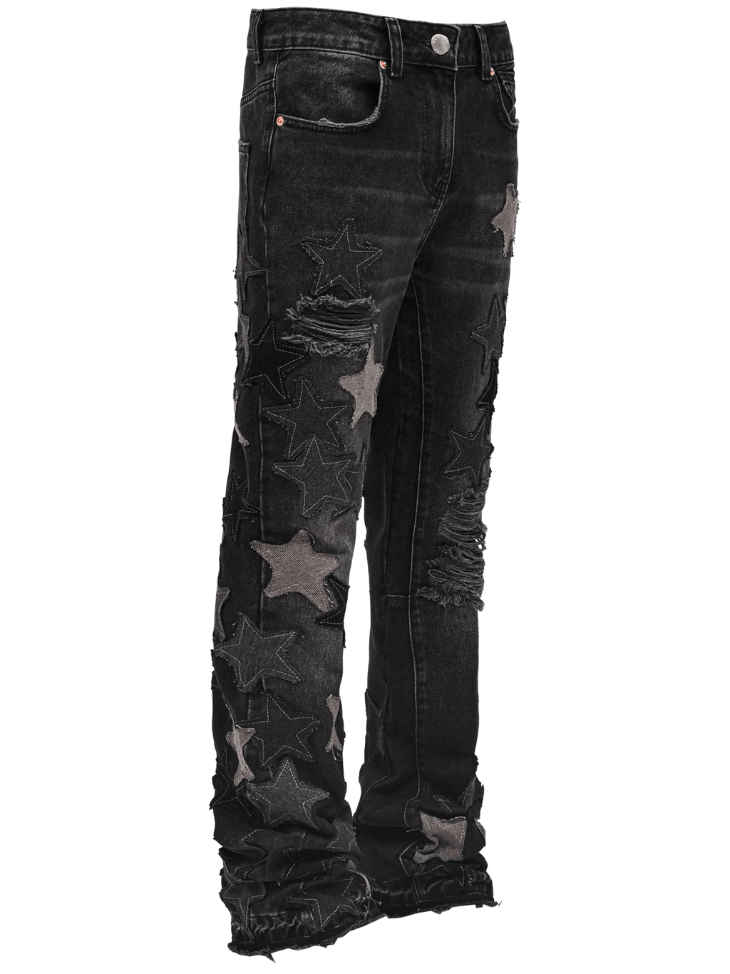 REPUTATION STARS FLARED DENIM PANTS BLACK