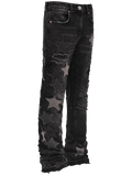 REPUTATION STARS FLARED DENIM PANTS BLACK