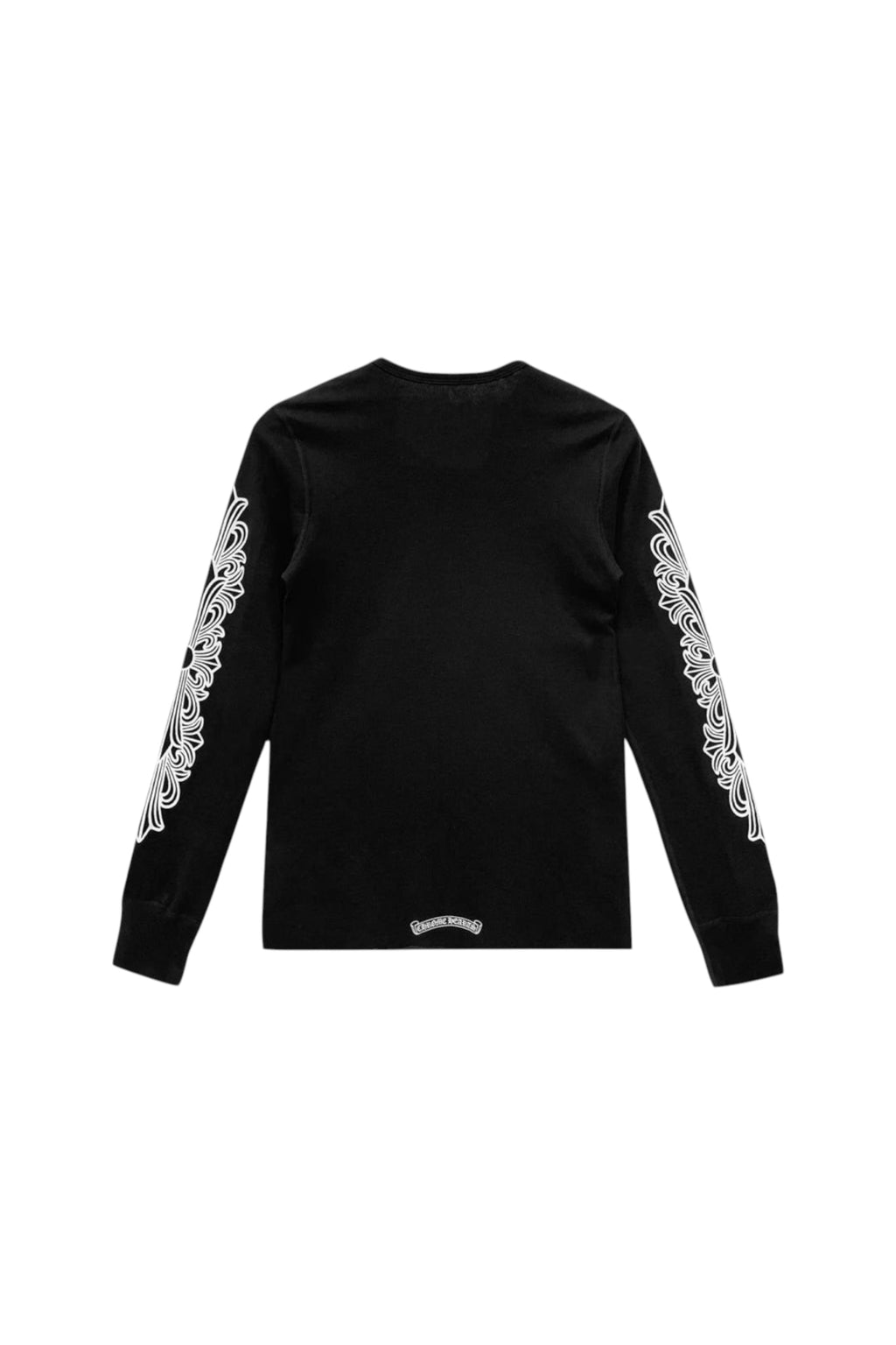 CHROME HEARTS HORSESHOE FLORAL SLEEVE WAFFLE THERMAL T-SHIRT BLACK