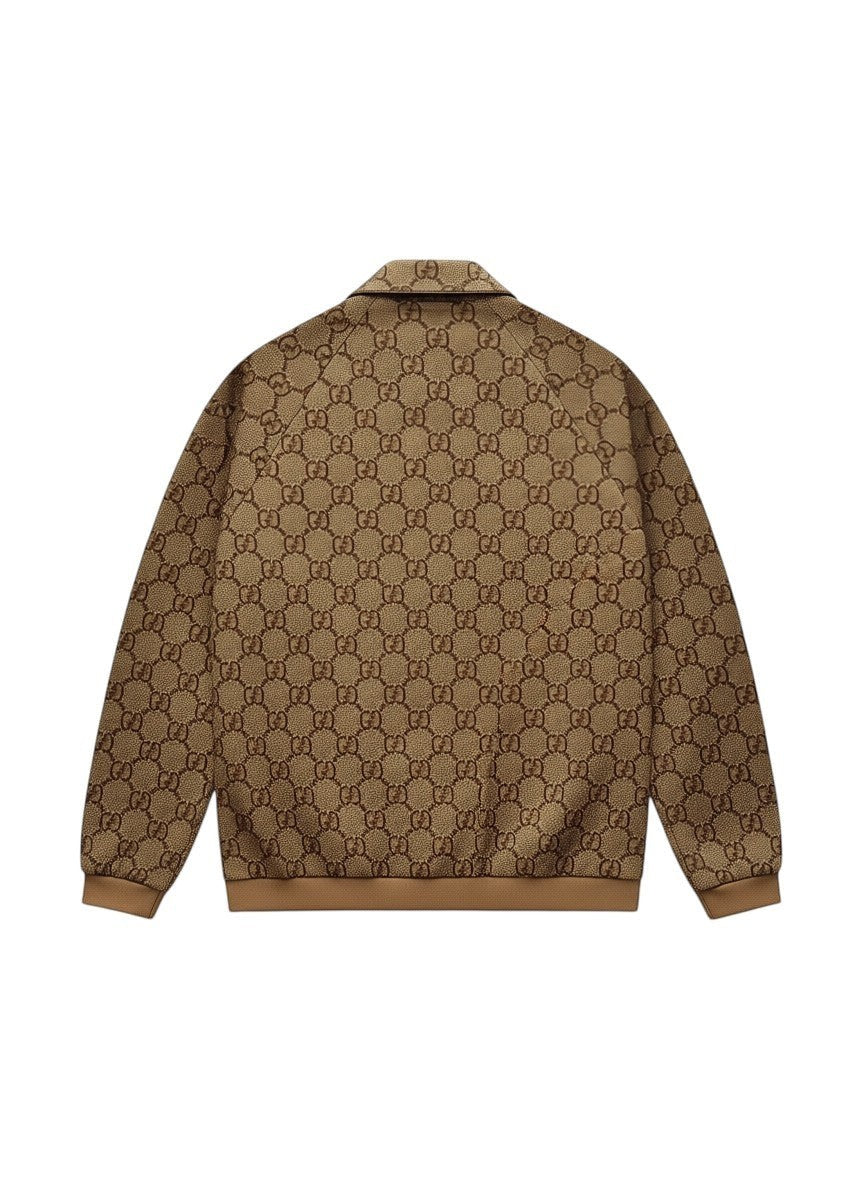 GUCCI GG MONOGRAM LOGO BROWN STRIPED JACKET