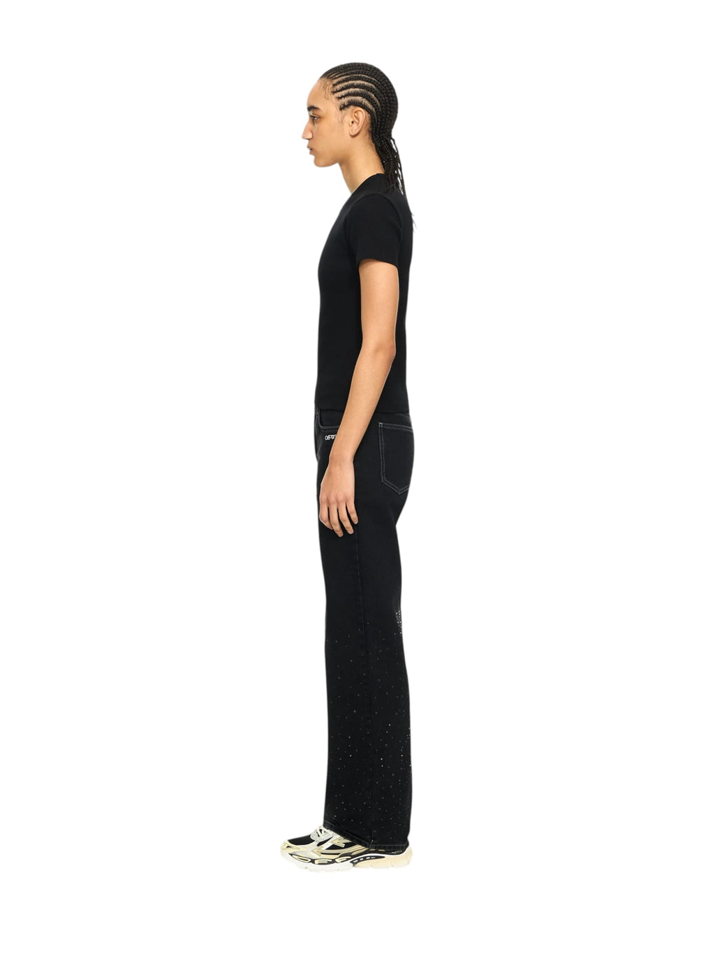 OFF WHITE RIBBED BASIC T-SHIRT BLACK
