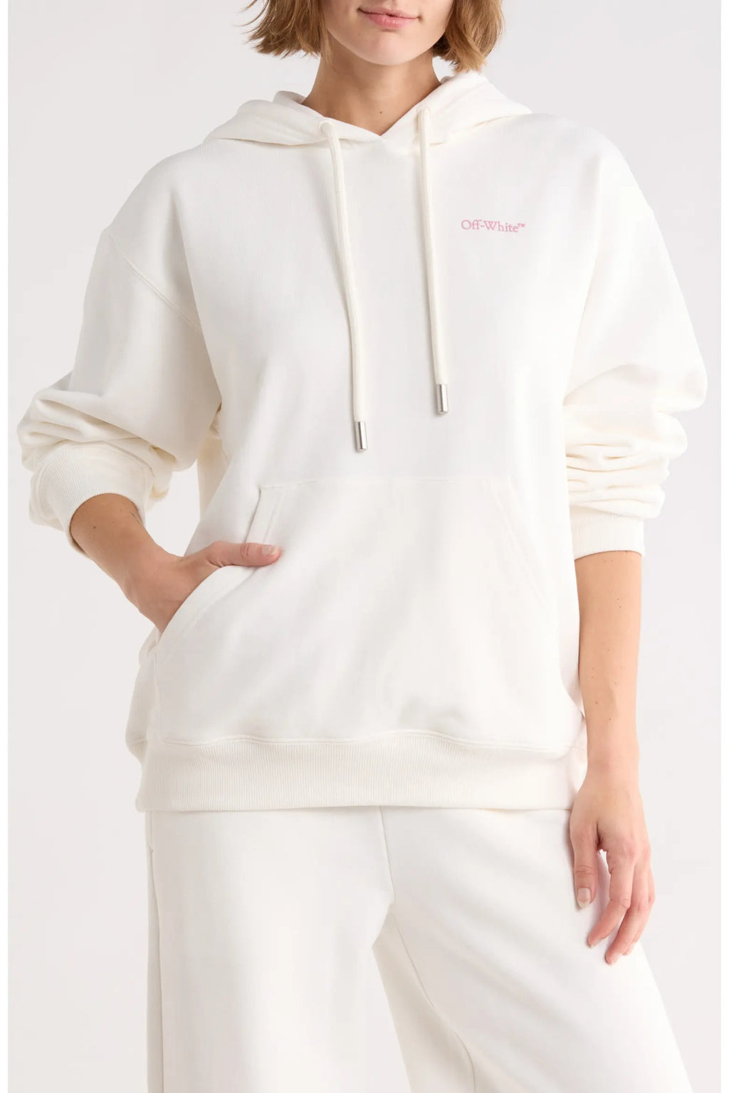 OFF WHITE SPRAY SWIZZLE HOODIE WHITE PINK