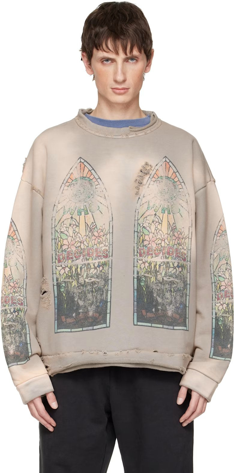 WHO DECIDES WAR TAUPE FADED SWEATSHIRT
