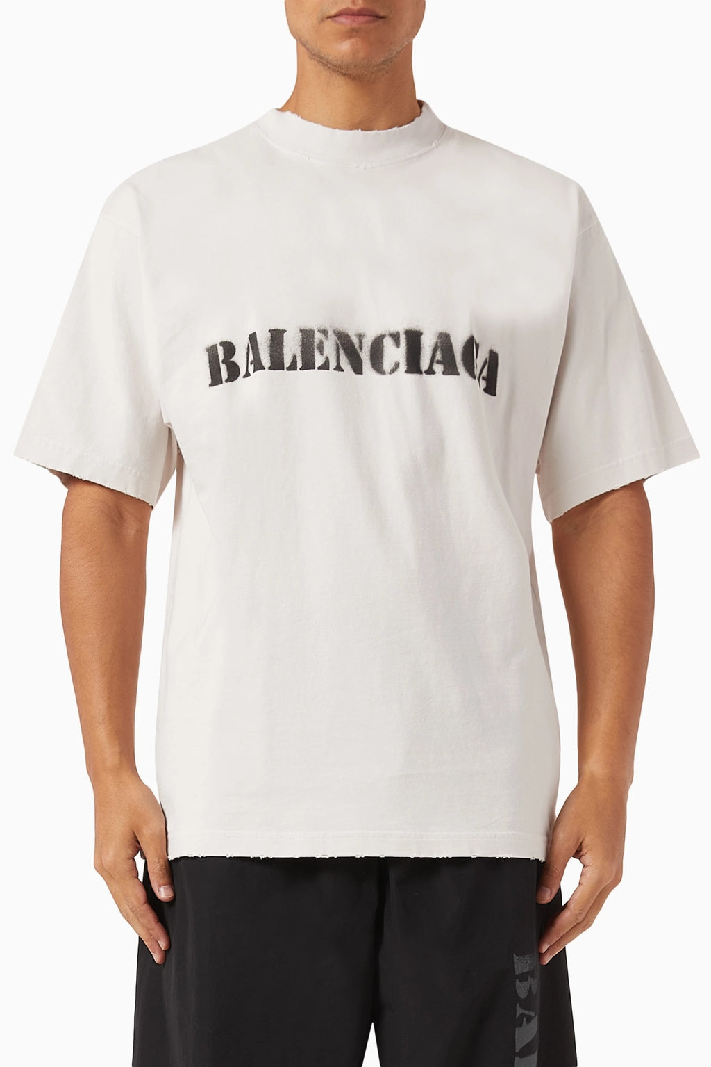 BALENCIAGA STENCIL TYPE CREAM T-SHIRT