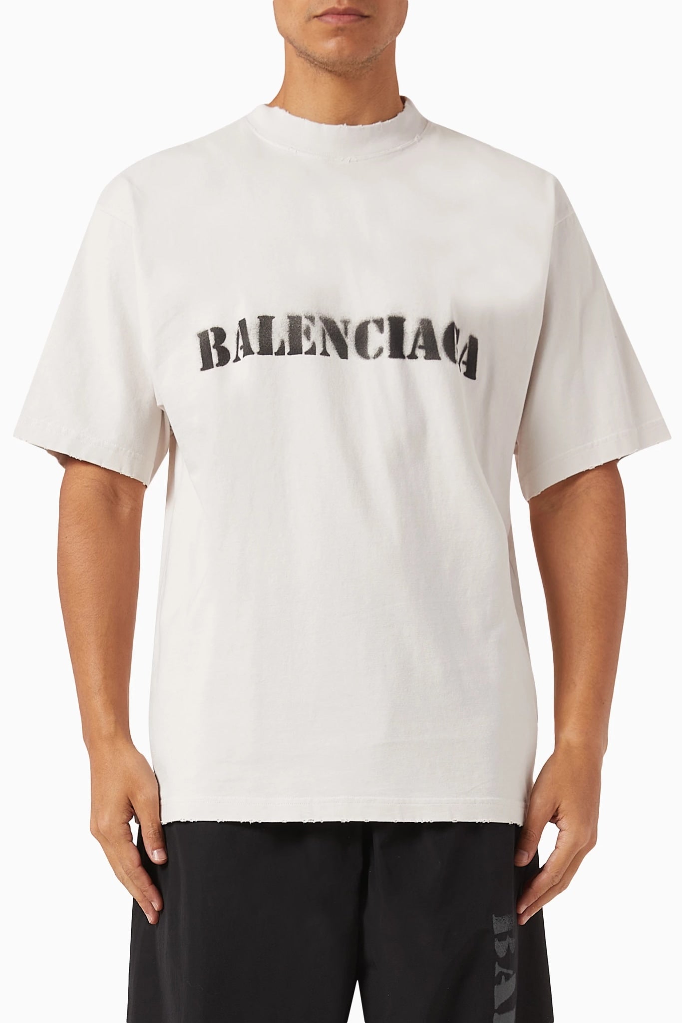 BALENCIAGA STENCIL TYPE CREAM T-SHIRT