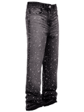 REPUTATION CRYSTALS FLARE DENIM BLACK PANTS