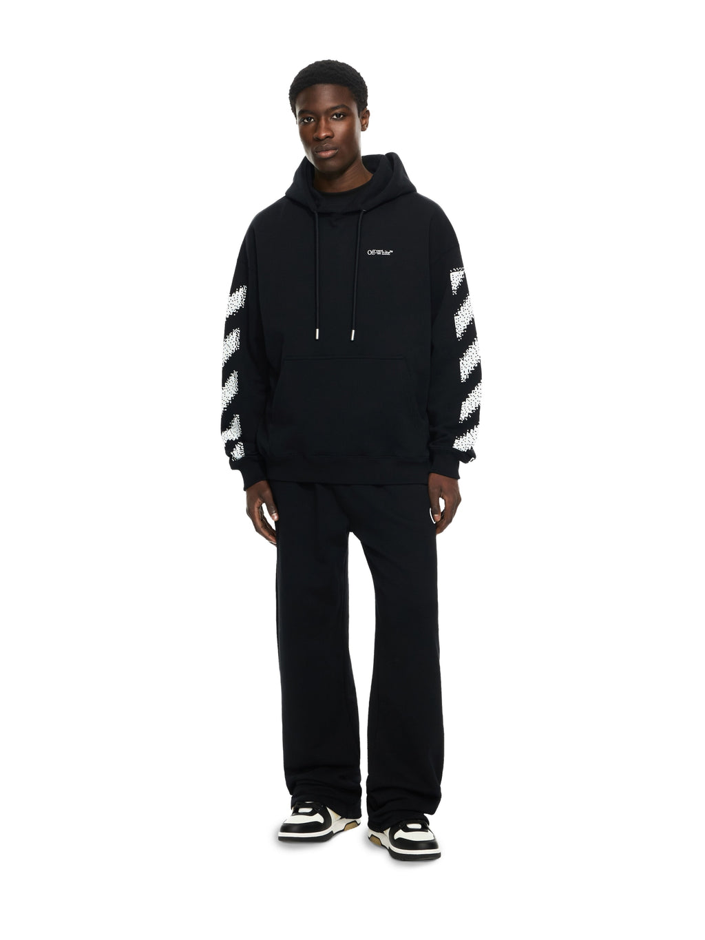 OFF WHITE PIXEL DIAGONAL SKATE HOODIE BLACK