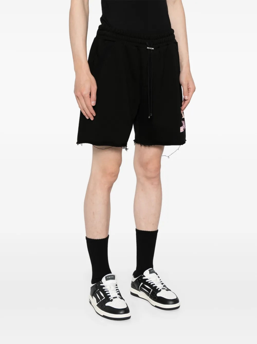 AMIRI BLACK & WATERCOLOR MA BAR LOGO SHORTS BLACK