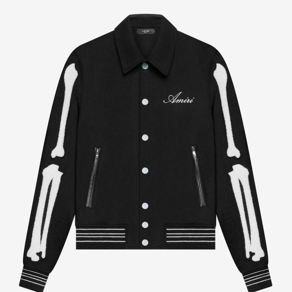 AMIRI BONES VARSITY BLACK JACKET