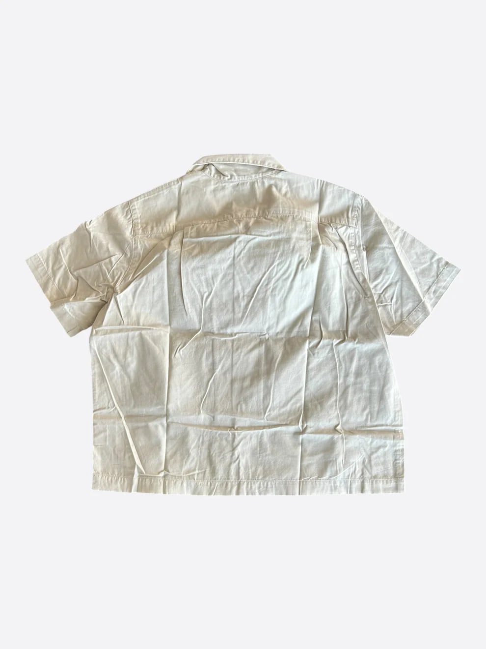 GALLERY DEPT ANTIQUE WHITE MECHANIC EMBROIDERED PATCH SLEEVE BUTTON UP SHIRT