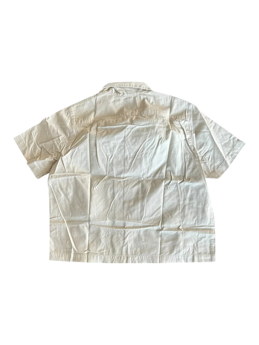 GALLERY DEPT ANTIQUE WHITE MECHANIC EMBROIDERED PATCH SLEEVE BUTTON UP SHIRT