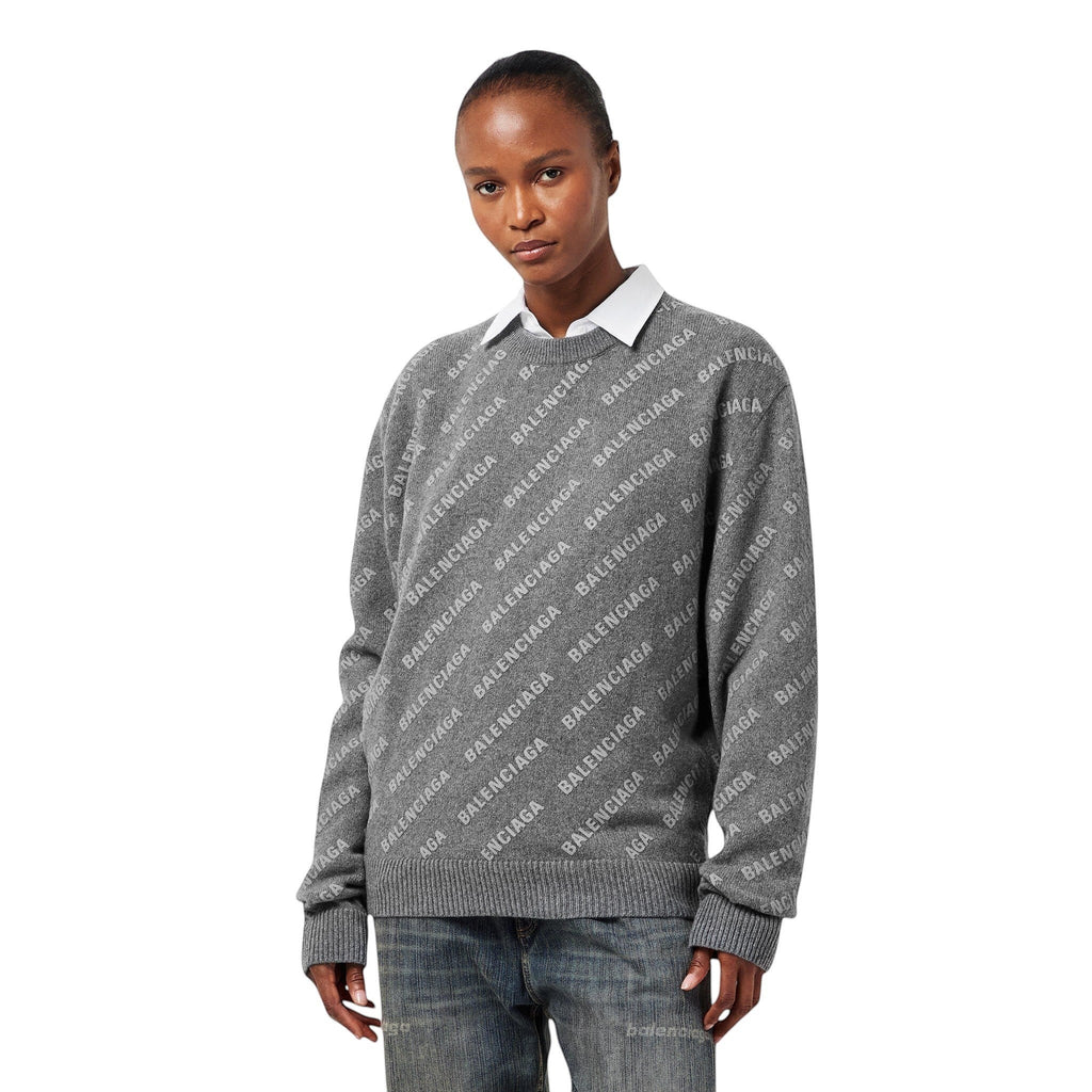 BALENCIAGA ALL OVER REFLECTIVE GREY SWEATER