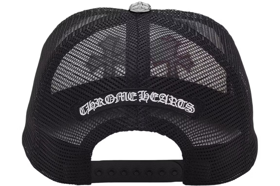 CHROME HEARTS CEMETERY LEATHER TRUCKER HAT RED WHITE BLUE