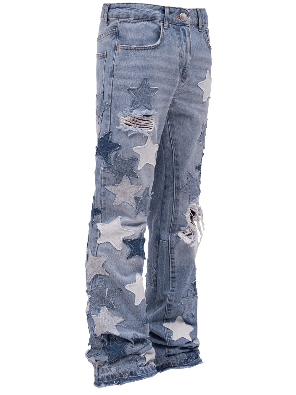 REPUTATION STARS FLARED DENIM PANTS LIGHT STONE