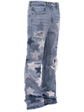 REPUTATION STARS FLARED DENIM PANTS LIGHT STONE