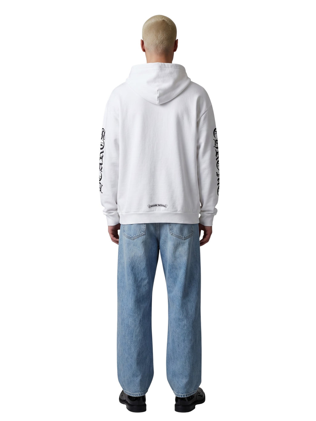 CHROME HEARTS VERTICAL LOGO WHITE HOODIE