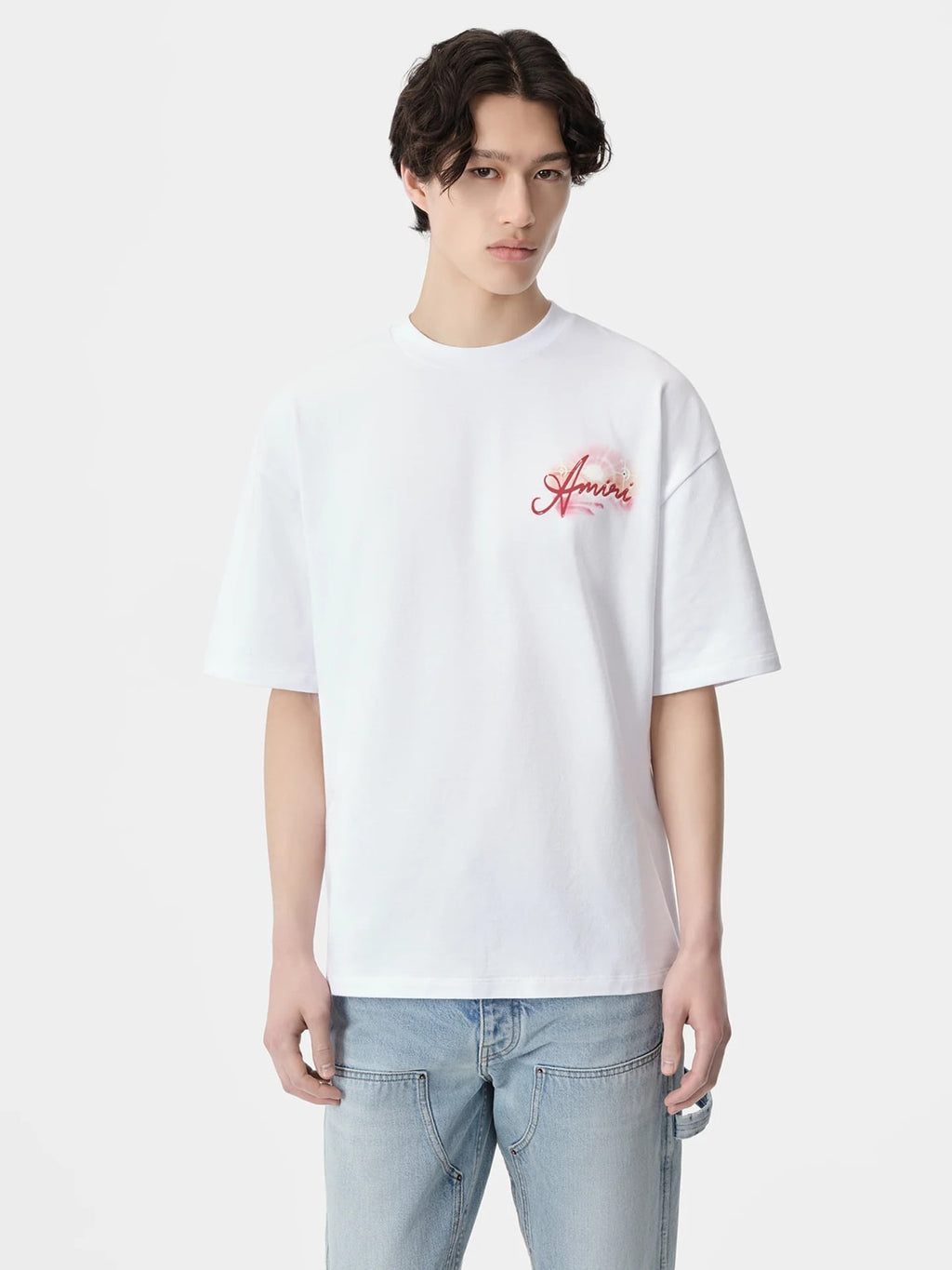 AMIRI AIRBRUSH RHINESTONES RESORT CLUB T-SHIRT WHITE