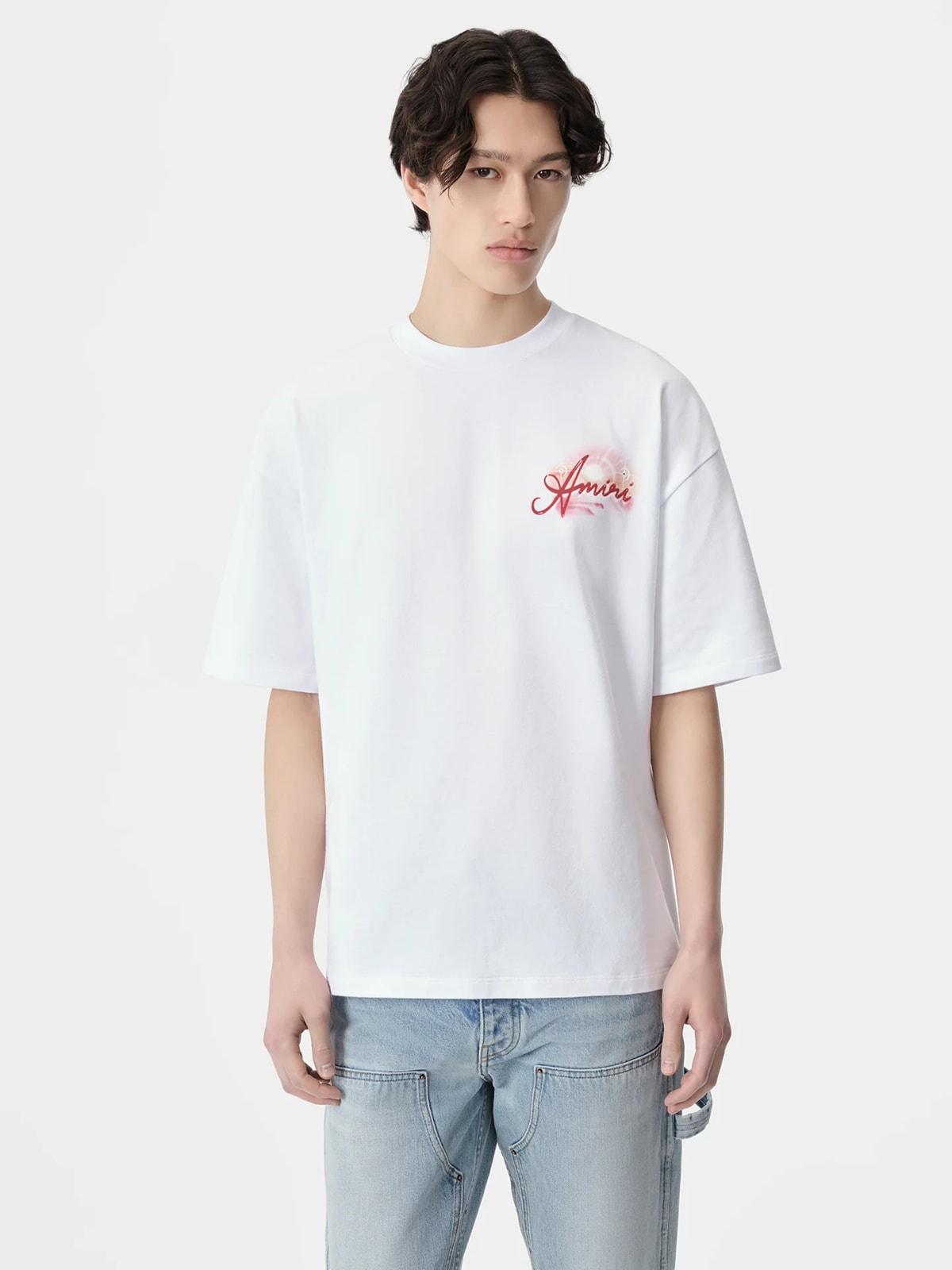 AMIRI AIRBRUSH RHINESTONES RESORT CLUB T-SHIRT WHITE