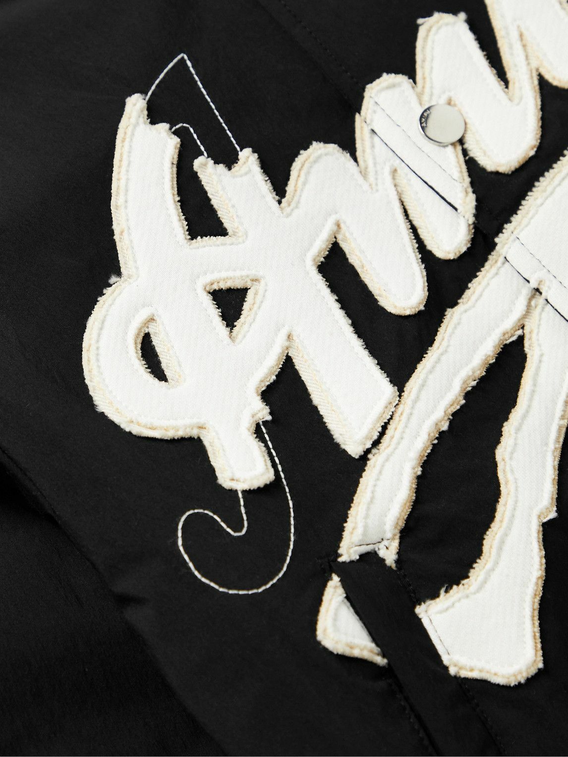 AMIRI 22 DISTRESSED LOGO BOMBER NYLON JACKET