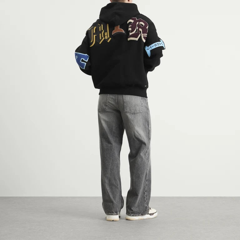 AMIRI LOGO-APPLIQUÉ ZIP HOODIE BLACK