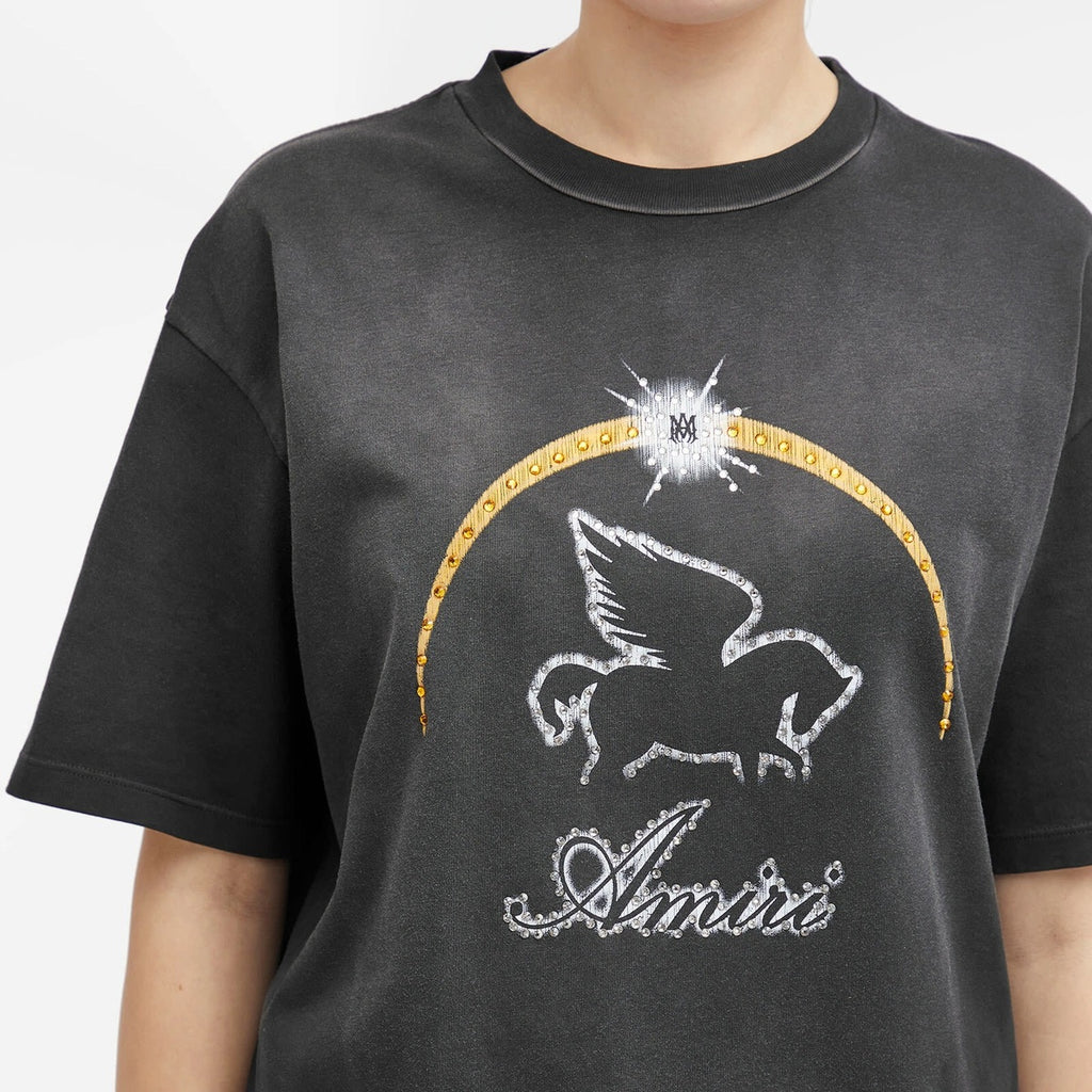 AMIRI PEGASUS CRYSTAL T-SHIRT BLACK