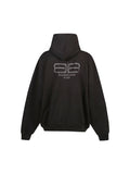 BALENCIAGA BB RHINESTONES BACK BLACK HOODIE