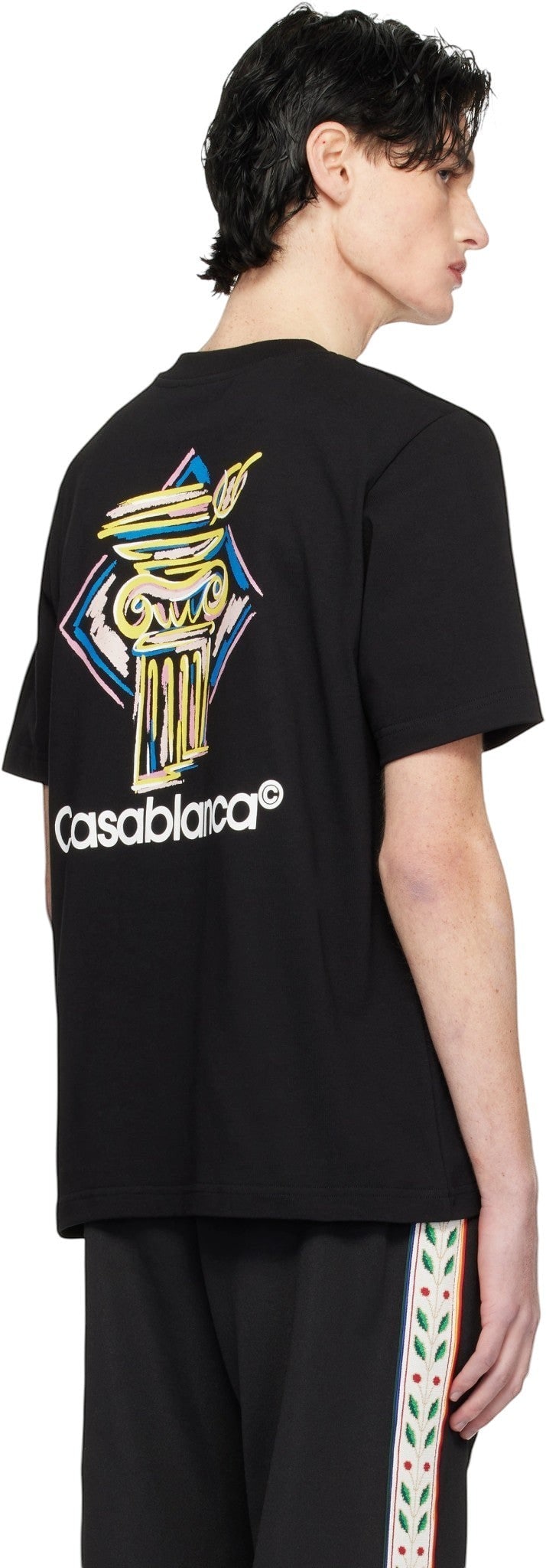 CASABLANCA DIAMOND COLUMN PRINTED T-SHIRT BLACK