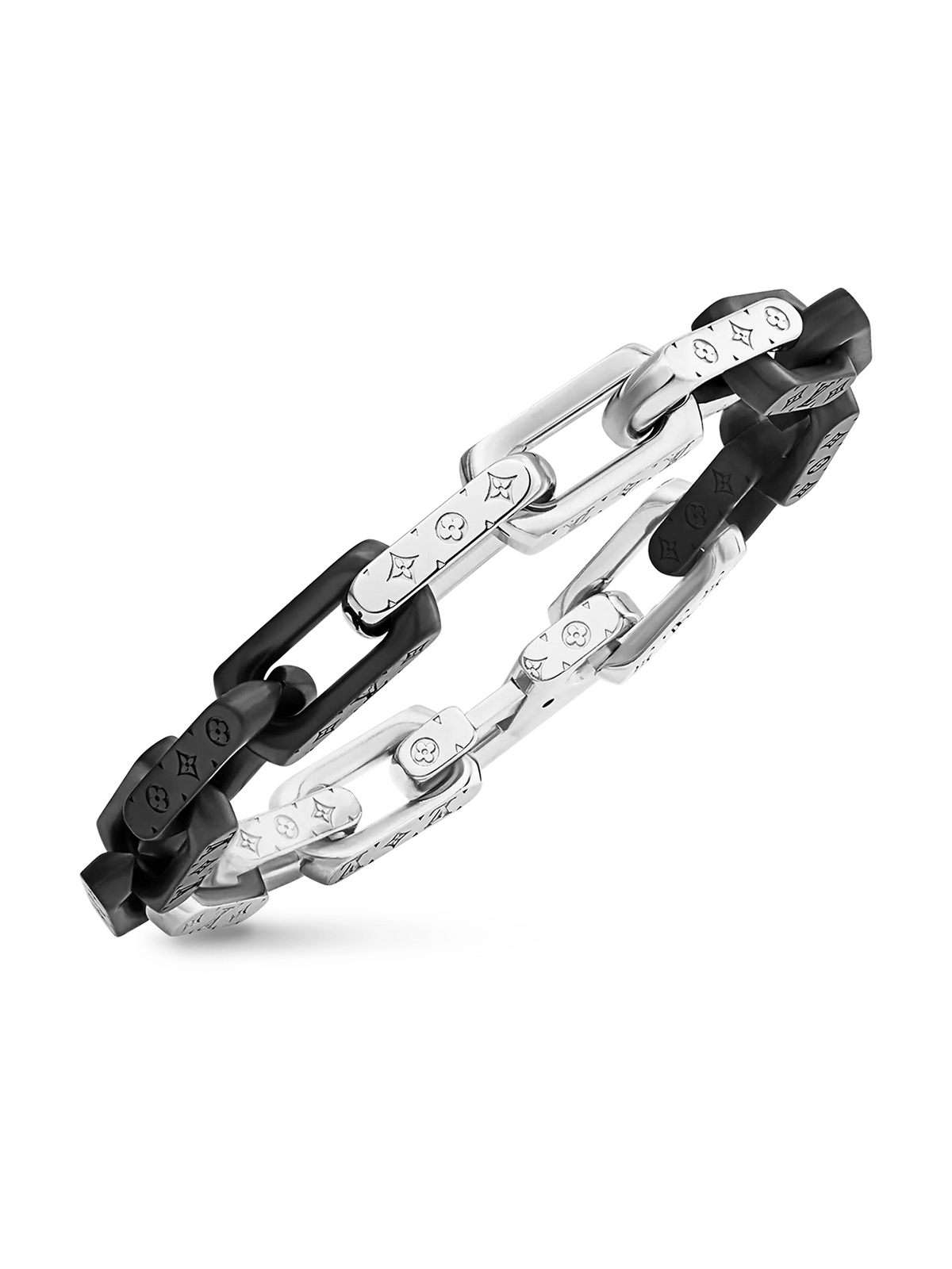 LOUIS VUITTON MONOGRAM CHAIN BRACELET SILVER BLACK
