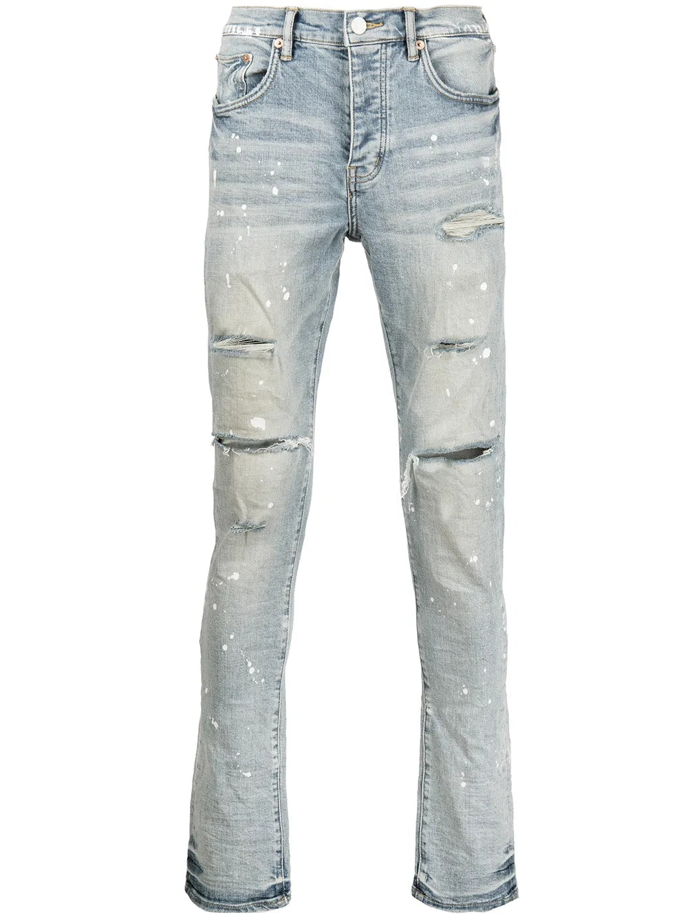 PURPLE BRAND P001 PAINT SPLATTER SLIM-FIT JEANS BLUE