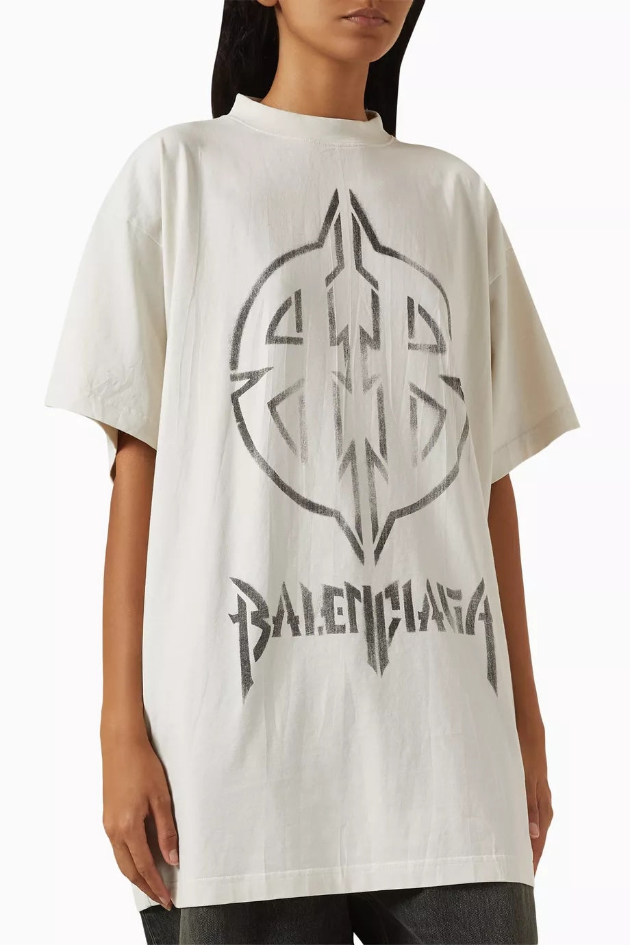 BALENCIAGA METAL BB STENCIL T-SHIRT BEIGE