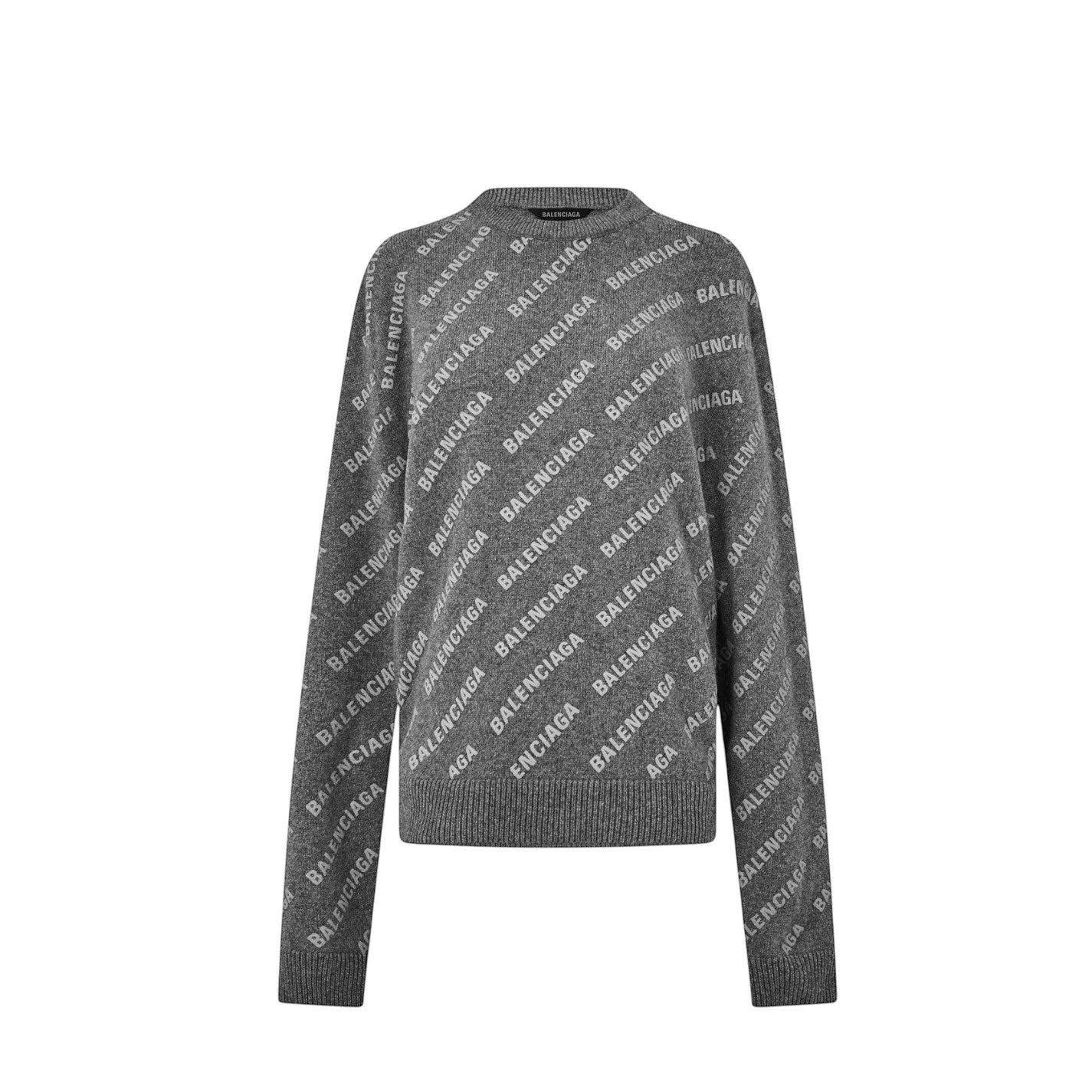 BALENCIAGA ALL OVER REFLECTIVE GREY SWEATER