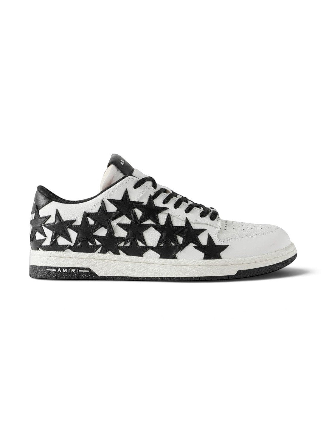 AMIRI STARS LOW APPLIQUÉD LEATHER WHITE BLACK