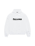 BALENCIAGA CAPS DESTROYED OVERSIZE FIT HOODIE WHITE/BLACK