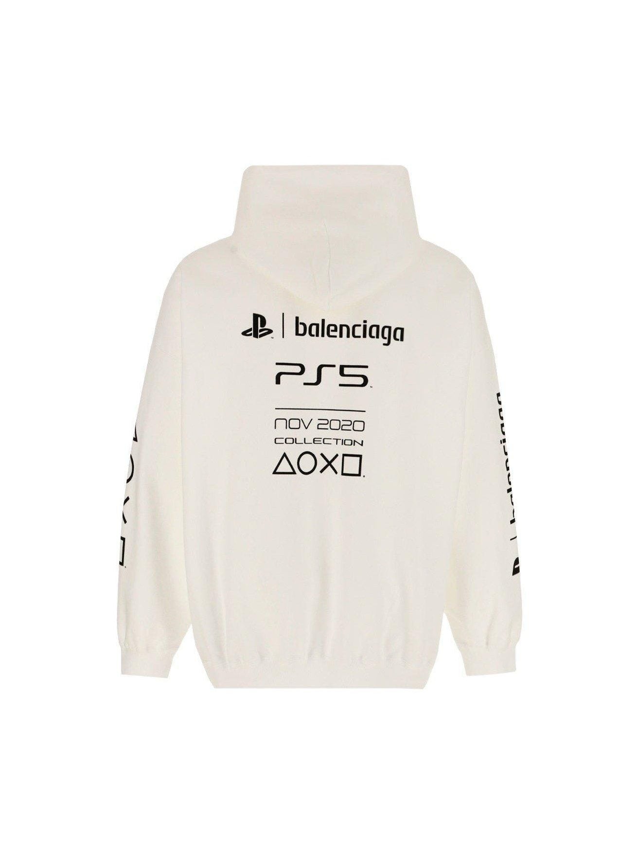 BALENCIAGA PS5 WHITE LOGO HOODIE