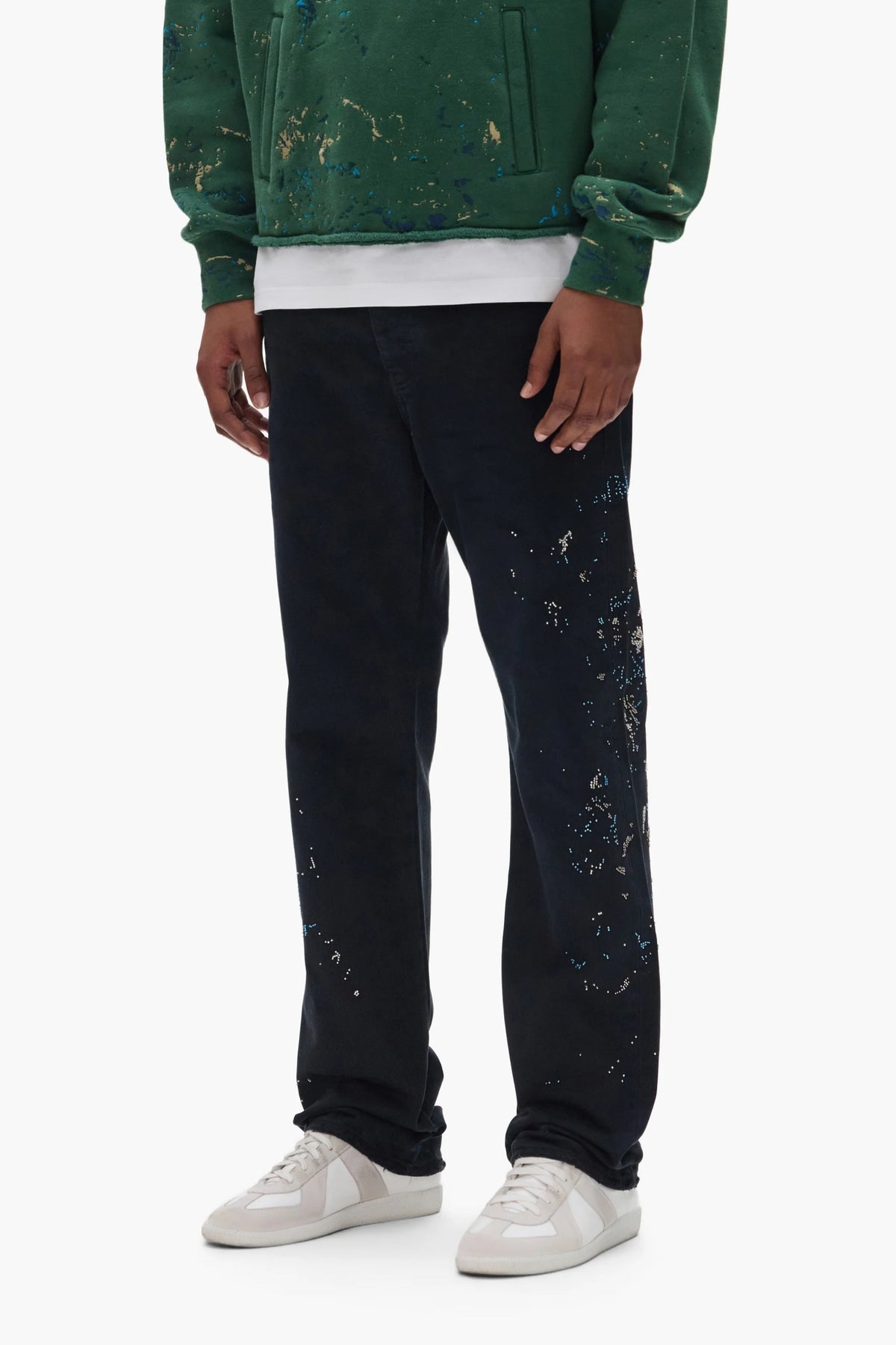 PURPLE BEADED SPLATTER P011 BLACK INK JEANS
