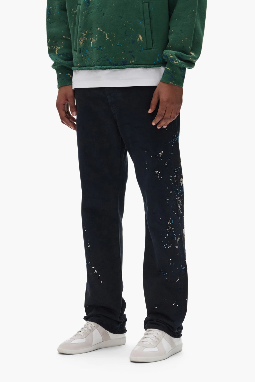 PURPLE BEADED SPLATTER P011 BLACK INK JEANS