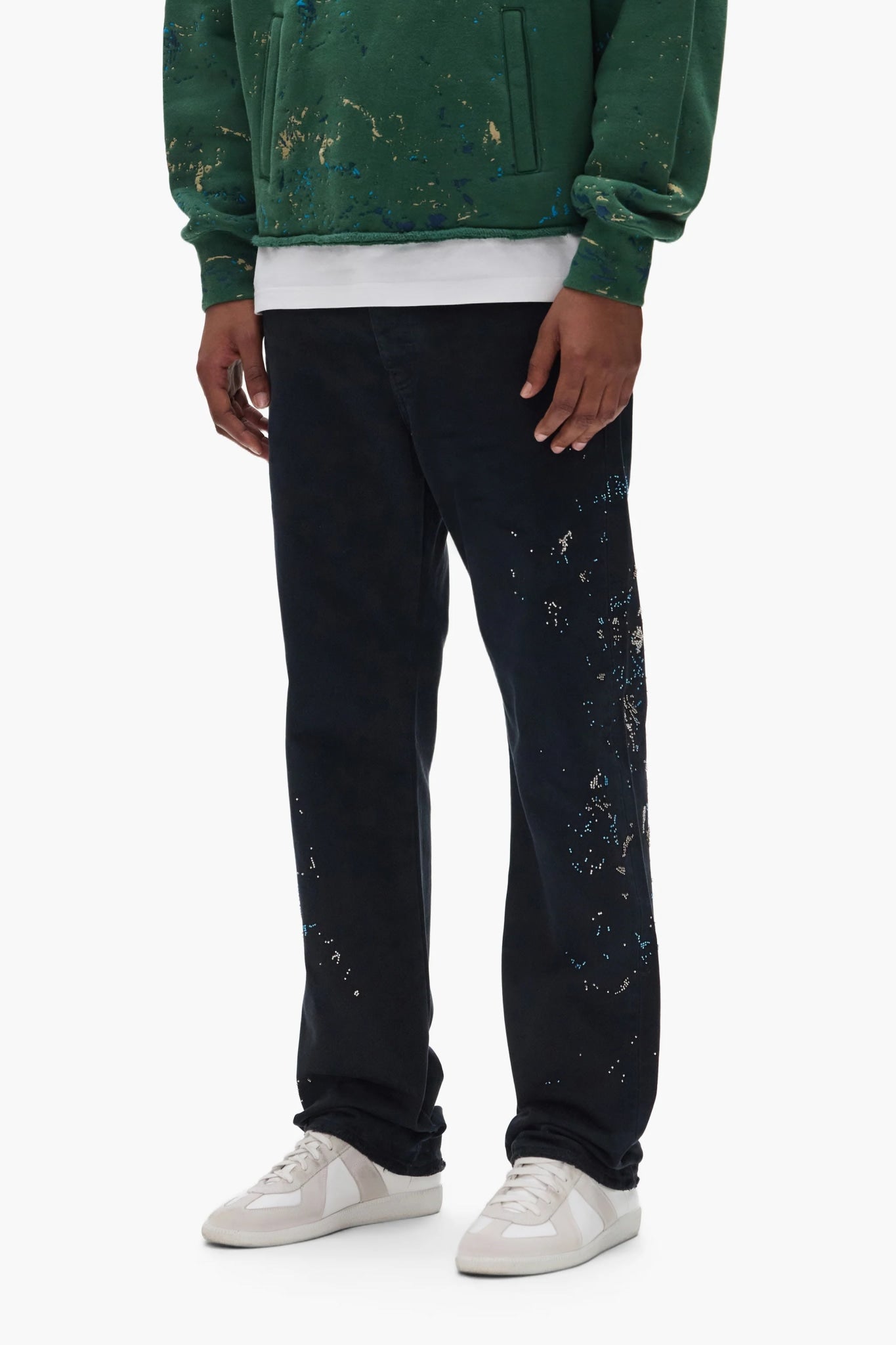 PURPLE BEADED SPLATTER P011 BLACK INK JEANS