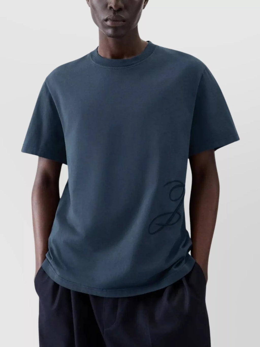 JACQUEMUS BIG J EMBROIDERED T-SHIRT DARK NAVY