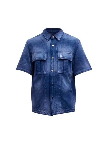 AMIRI JACQUARD DENIM SPORT SHIRT BLUE MONOGRAM