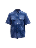 AMIRI JACQUARD DENIM SPORT SHIRT BLUE MONOGRAM