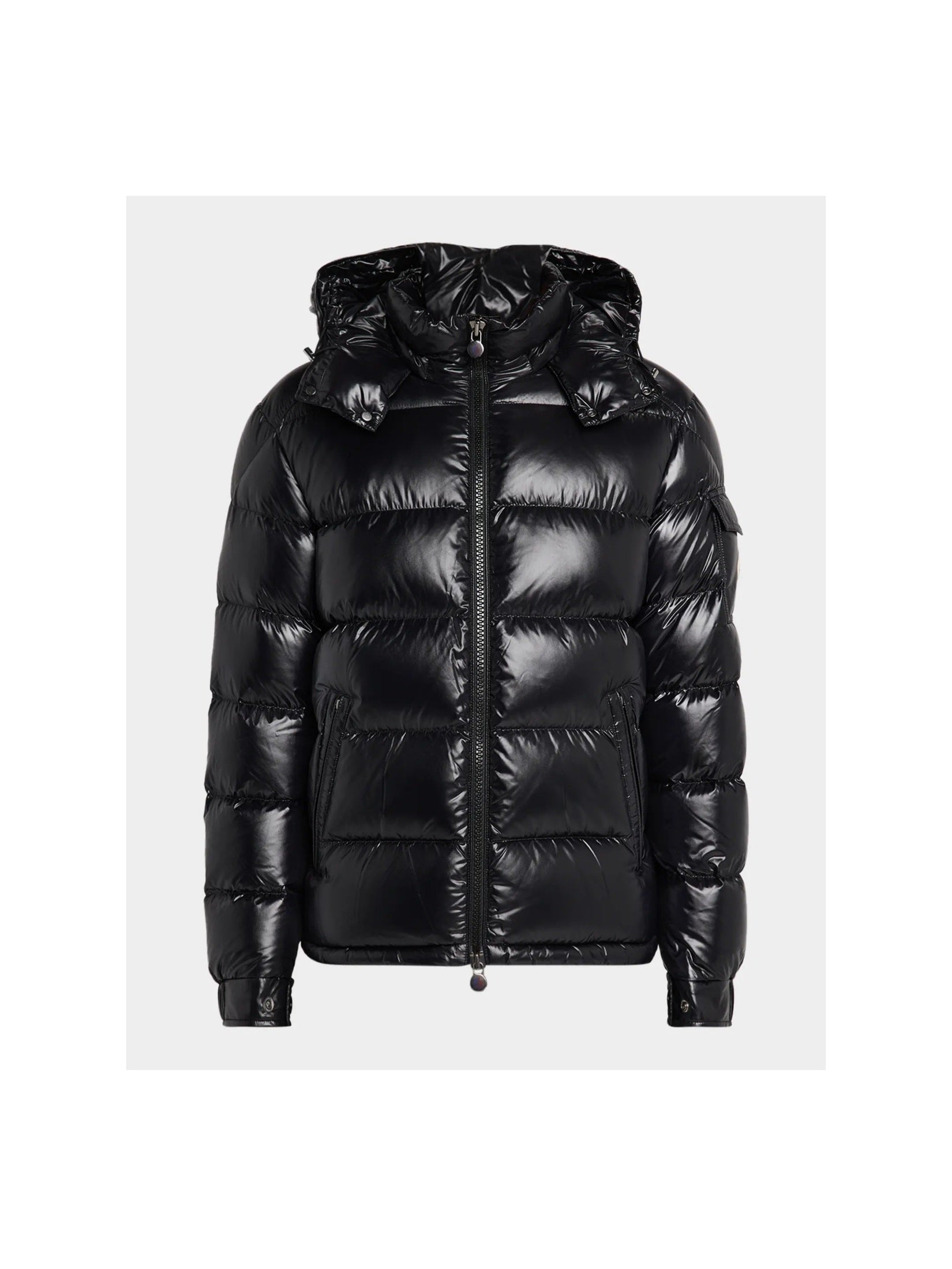 MONCLER MAYA HOODED SHORT DOWN PUFFER JACKET BLACK