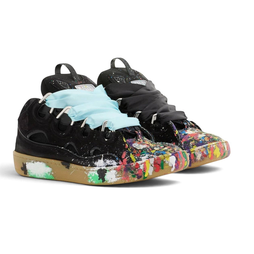 LANVIN X GALLERY DEPT. CURB SNEAKERS PAINT DRIP BLACK