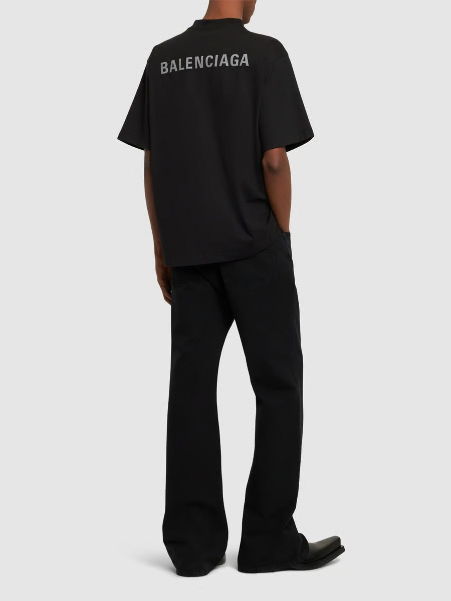 BALENCIAGA REFLECTIVE LOGO PRINTED T-SHIRT BLACK
