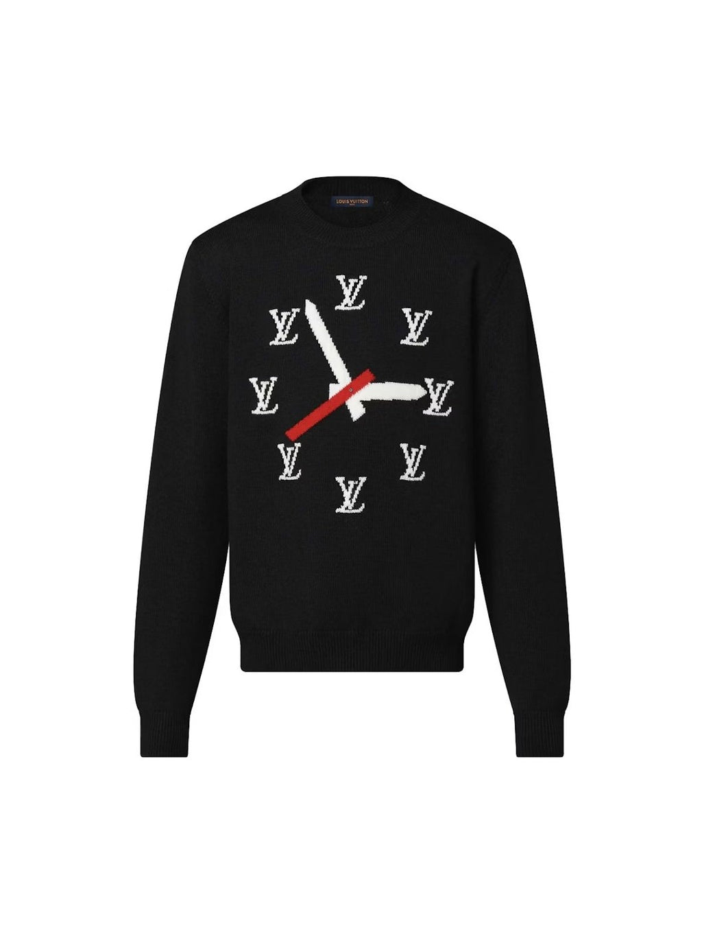 LOUIS VUITTON CLOCK INTARSIA PULLOVER KNIT SWEATER BLACK