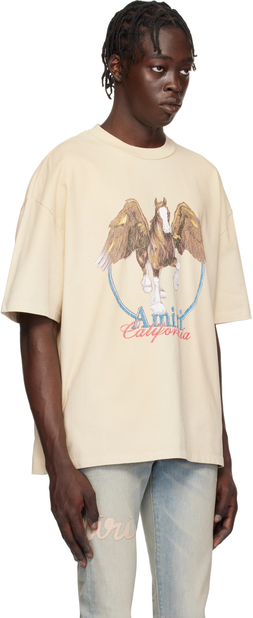 AMIRI VINTAGE WASH PEGASUS T-SHIRT ALABASTER
